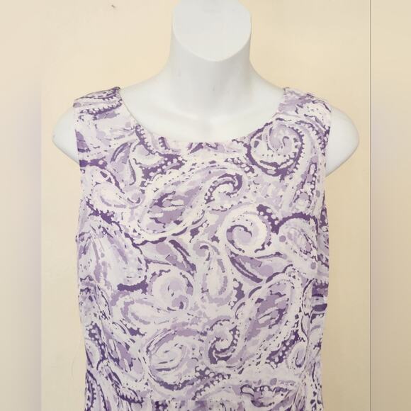 BLACK LABEL by Evan-Picone Lilac Paisley Print Sleeveless Fit & Flare Dress - Picture 6 of 11
